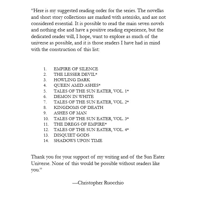 Official Sun Eater Reading Order